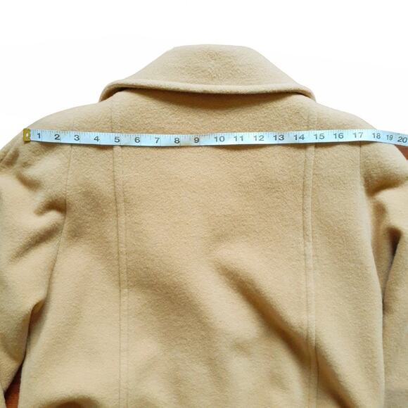 SANDRO Classic 100% Wool Mid Length Pea Coat in Camel Tan Size 10 - Picture 10 of 10